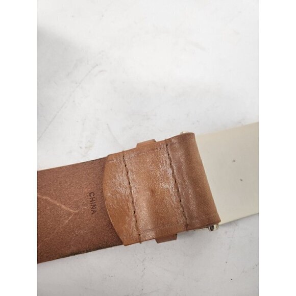 VINTAGE Michael Michael Kors Mens Wide Leather Belt Medium Tan Metal Logo Buckle - Picture 5 of 7